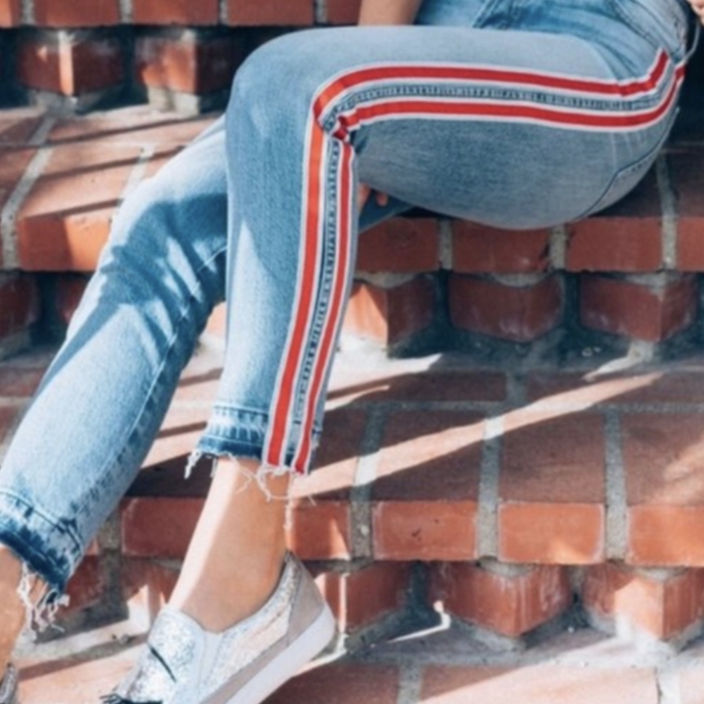 Revice Size 29 Denim Ruby Tuesday Side Stripe High Rise Ankle Crop Jeans